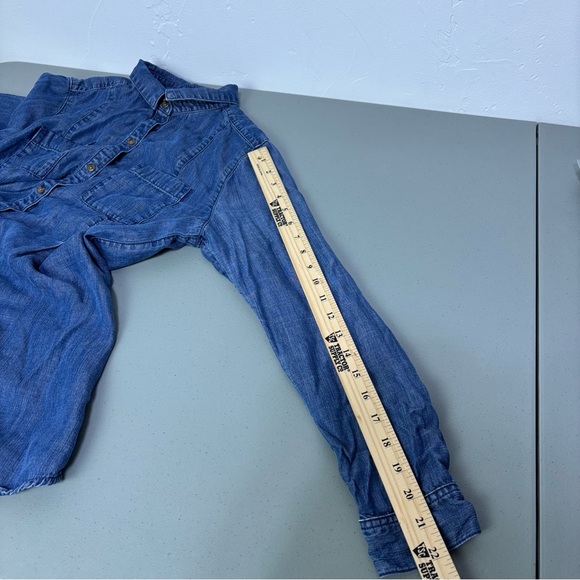 J.Jill Denim Button Front Blue Shirt Women's Small 100% Tencel Lyocell - Picture 10 of 11